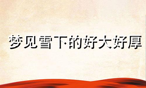 梦见雪下的好大好厚 梦见雪下的好大什么预兆