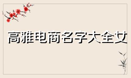 高雅电商名字大全女 好听的电商名字大全